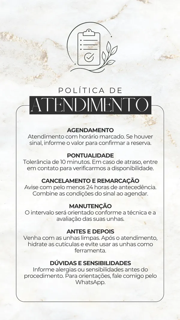 Versão atualizada — Política de atendimento