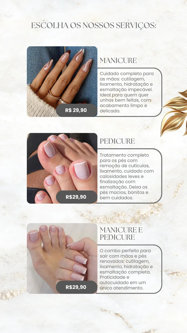 Serviços — Manicure, Pedicure e Combo